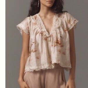 Anthropologie - Smocked Yoke Floral Blouse - NWT